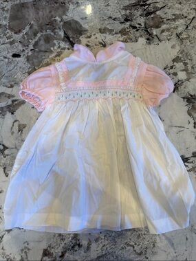 Classic Pink and White Smocked Formal Dress for Girls